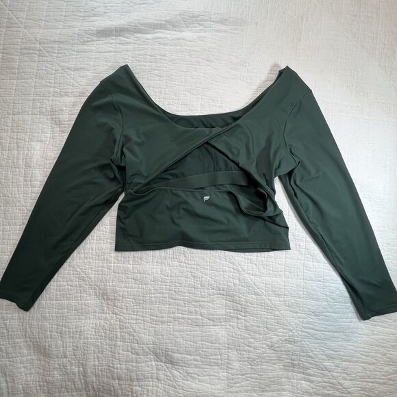 Fabletics Oasis‎ Twist Built In Bra Long Sleeve Top Forest Green Womens XXL 1X - Picture 4 of 12